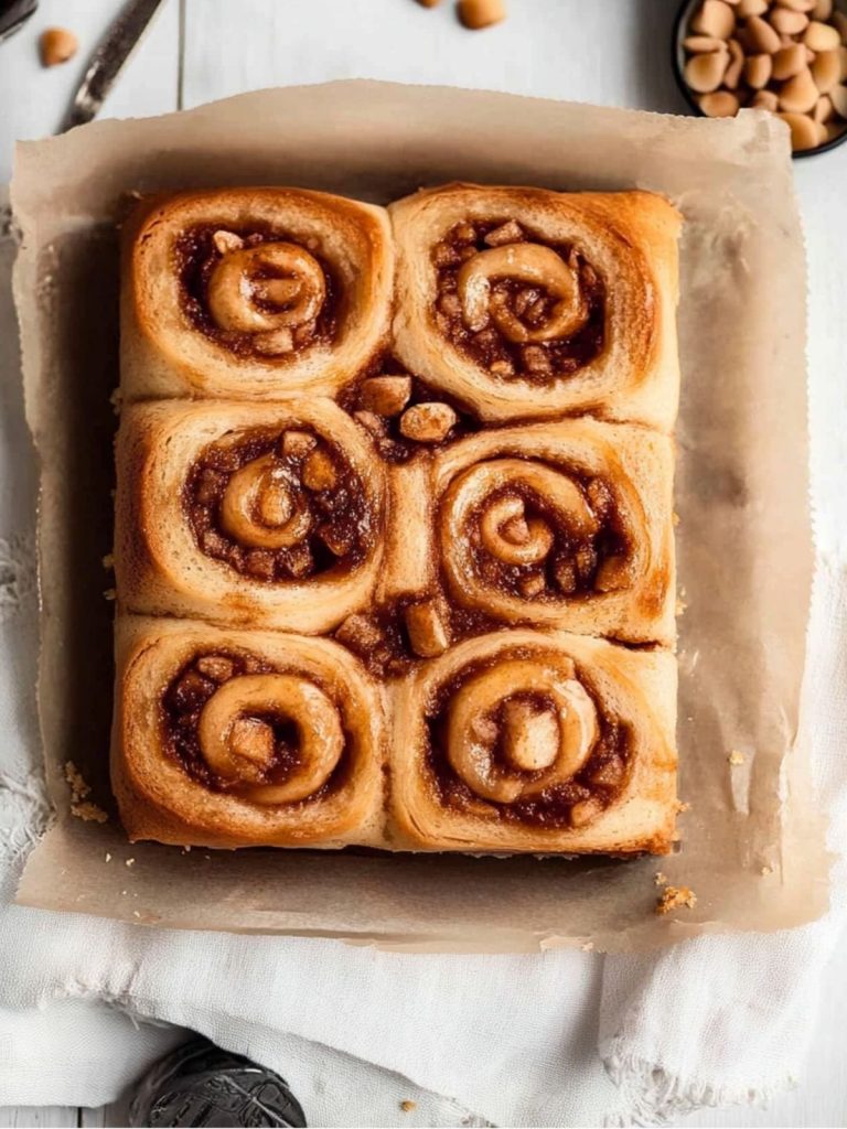 Rollos de canela y pastel de manzana