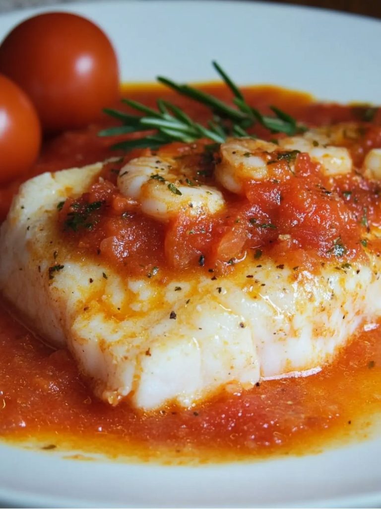 Bacalao con Salsa de Gambas y Pimientos (3)