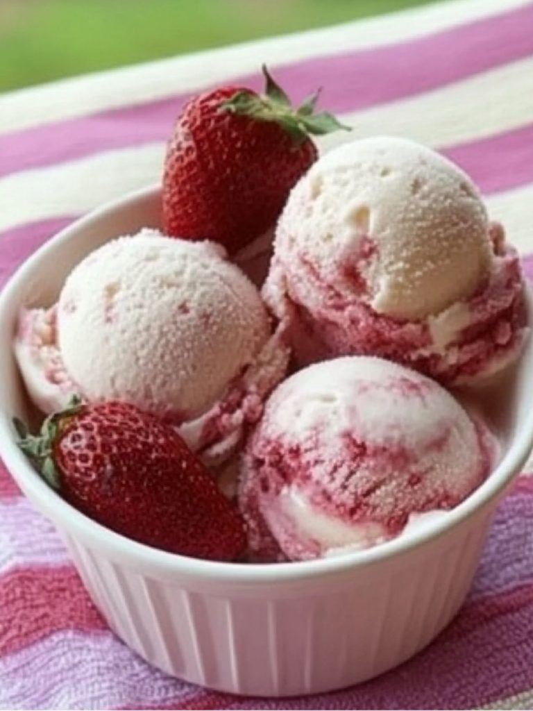 Helado De Fresas Con Crema