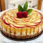 Tarta de queso con manzanas caramelizadas