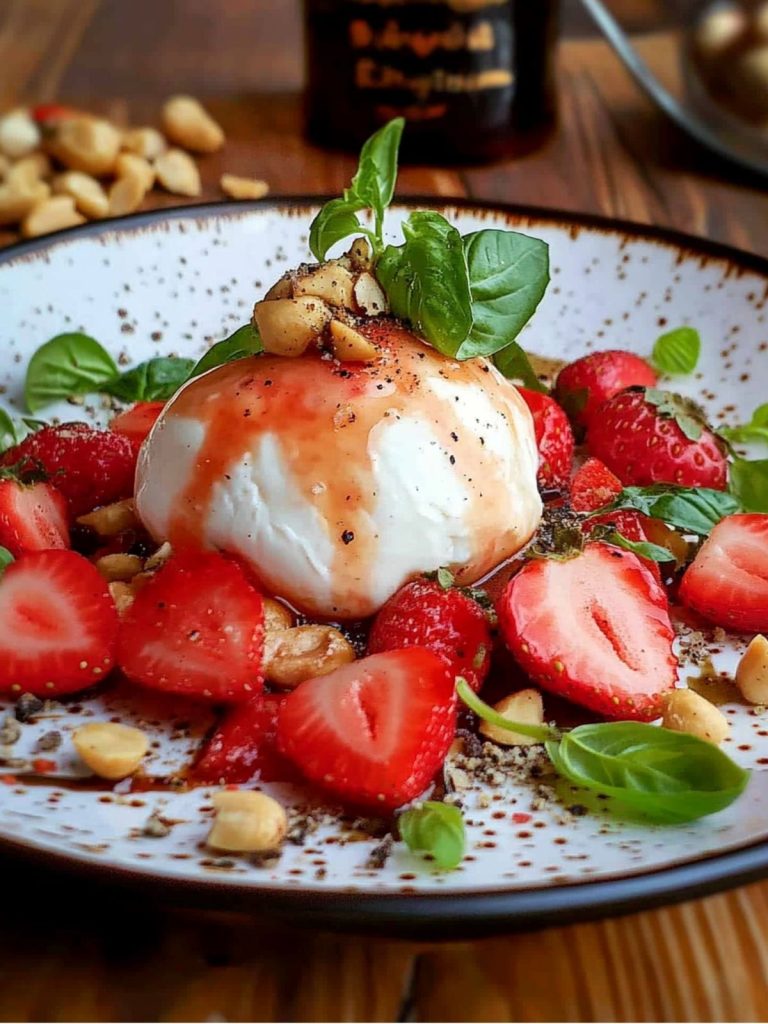 Burrata Sobre Cama De Fresas (5)