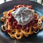 Spaghetti Con Chorizo Y Burrata