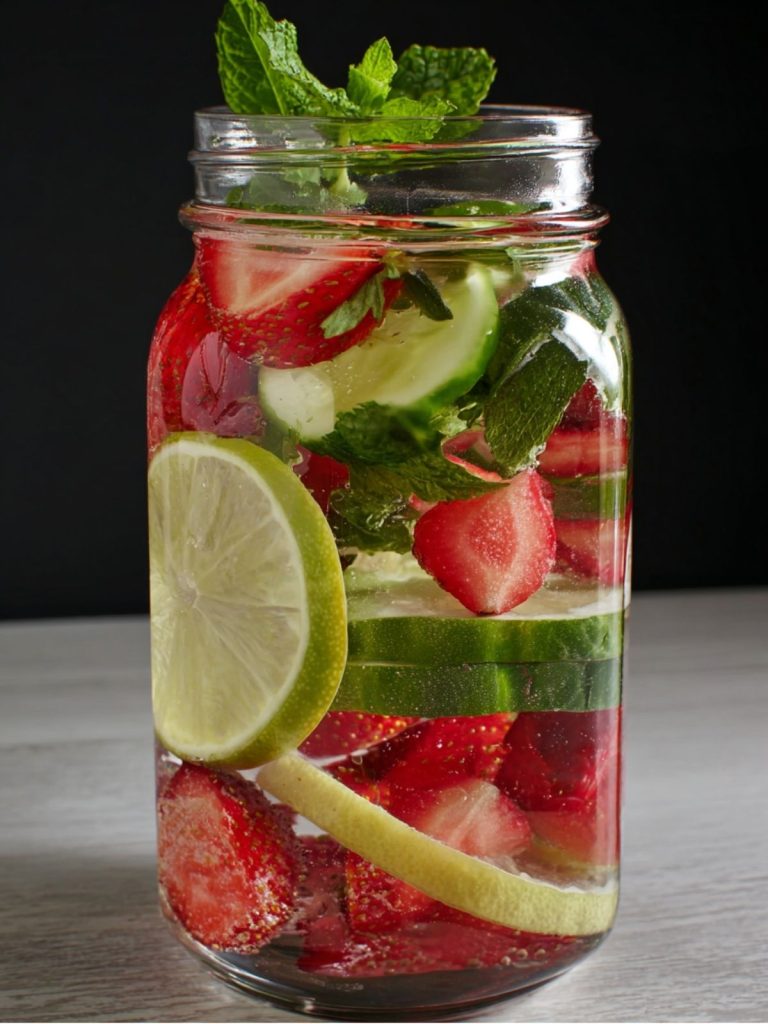 Agua de Fresa, Limón, Pepino y Menta (5)
