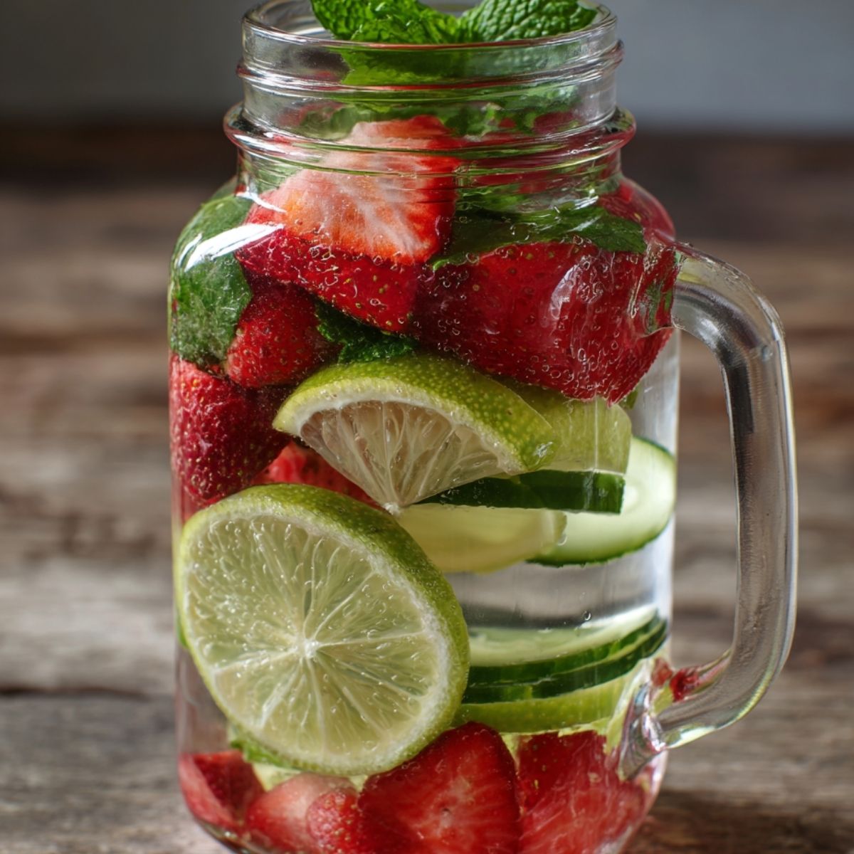 Agua de Fresa, Limón, Pepino y Menta