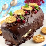 Rollo helado de crema, chocolate y galleta