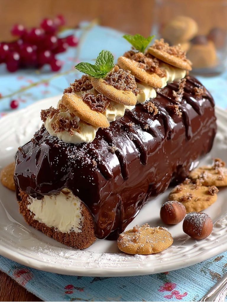 Rollo helado de crema, chocolate y galleta (3)