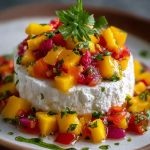Tartar de Mango y Tomate sobre Cama de Queso Fresco