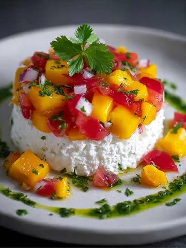 Tartar de Mango y Tomate sobre Cama de Queso Fresco (4)