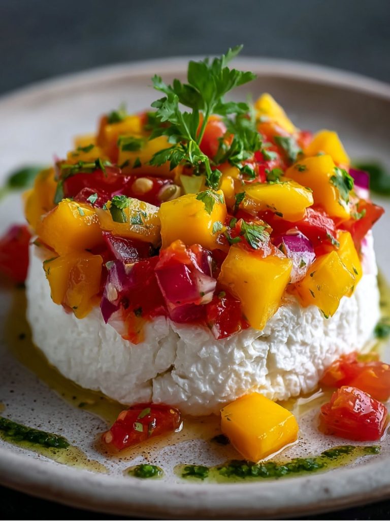 Tartar de Mango y Tomate sobre Cama de Queso Fresco (5)