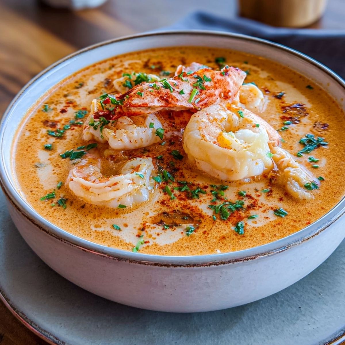 Bisque de Mariscos con Cangrejo, Camarones y Langosta