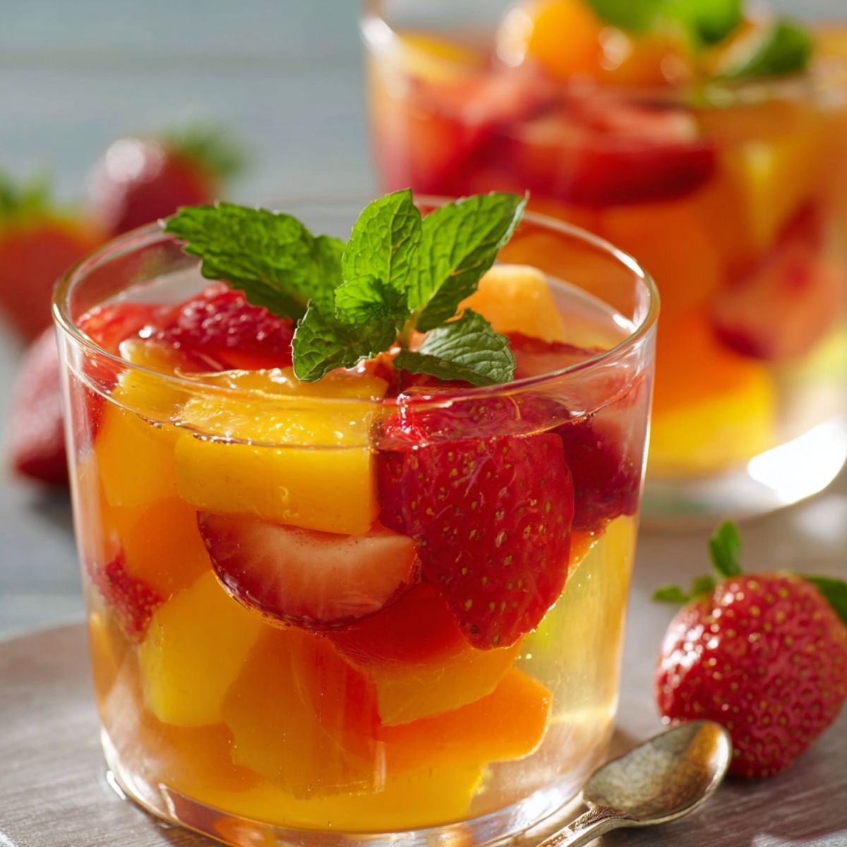 Postre de Gelatina con Frutas Frescas