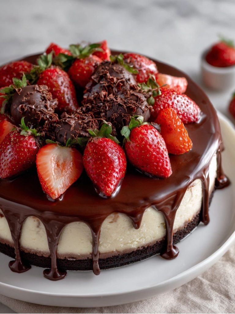 Tarta de Queso con Fresa Cubierta de Chocolate (2)