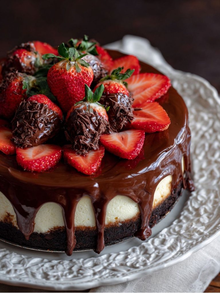 Tarta de Queso con Fresa Cubierta de Chocolate (3)