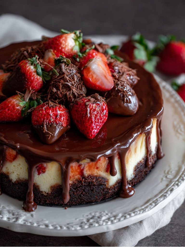Tarta de Queso con Fresa Cubierta de Chocolate (4)