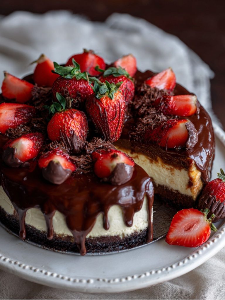 Tarta de Queso con Fresa Cubierta de Chocolate (5)